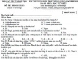 Đề tham khảo kì thi THPT quốc gia của Bộ Giáo dục đào tạo các môn của tổ hợp tự nhiên